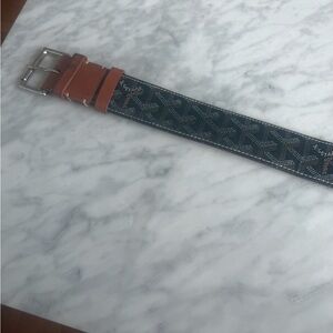 Goyard Navy and Tan Belt